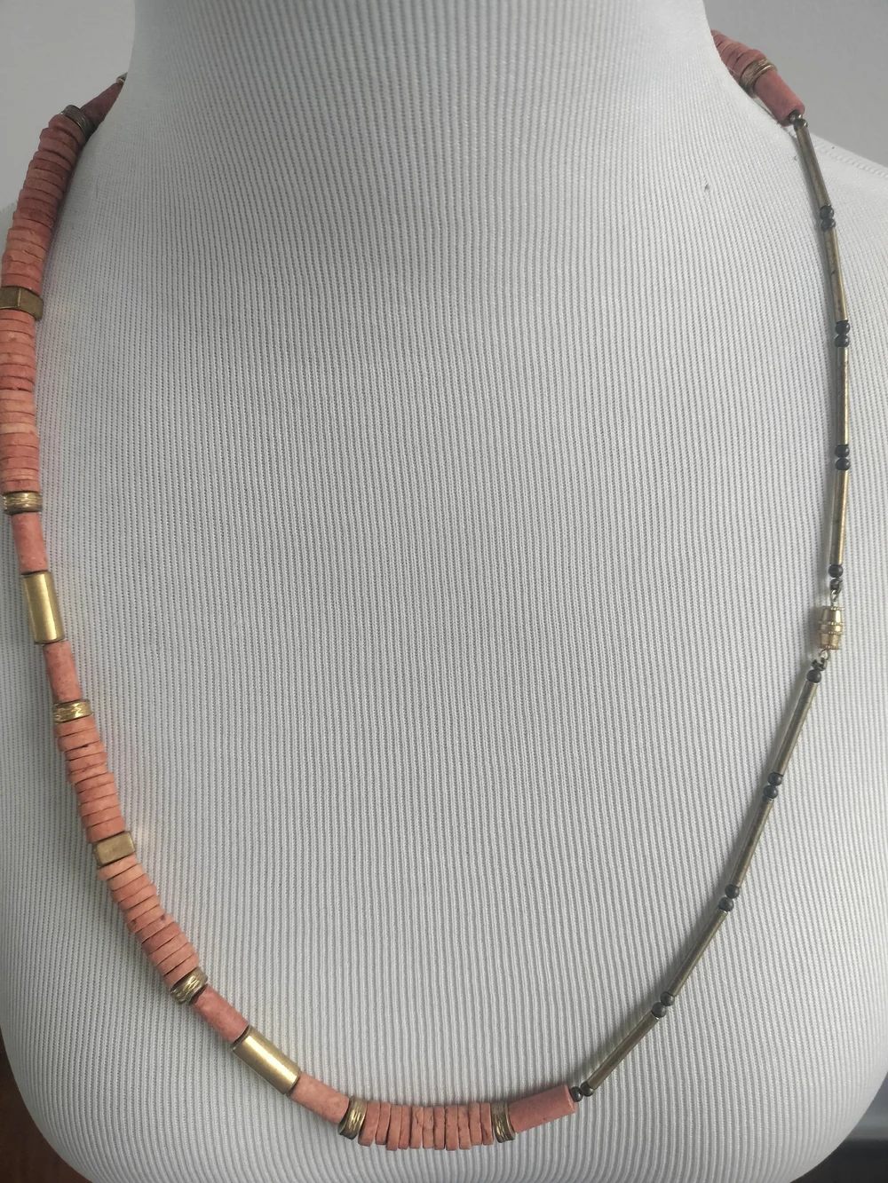 Heishi Bead Vintage Gold/Brass Accent Necklace - 28